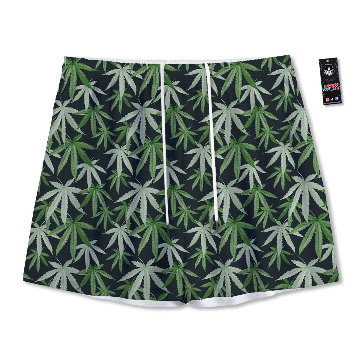 Pot Leaf Green Print Pattern Mesh Shorts