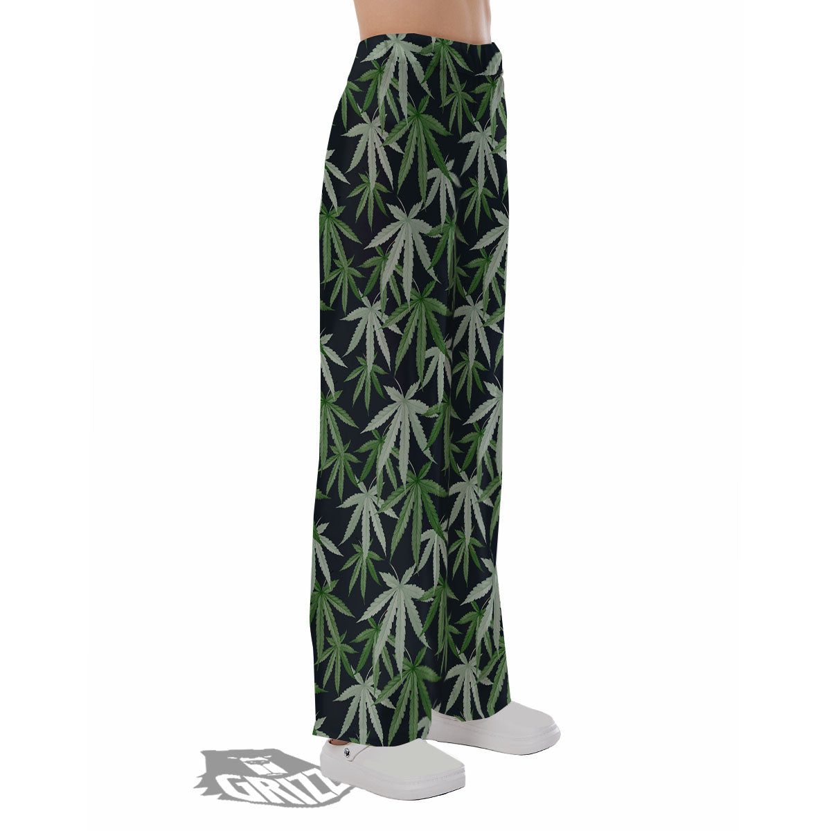 Pot Leaf Green Print Pattern Pajama Pants-grizzshop