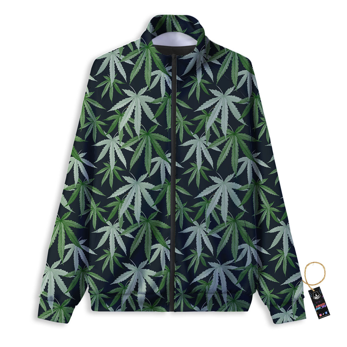 Pot Leaf Green Print Pattern Track Jacket-grizzshop