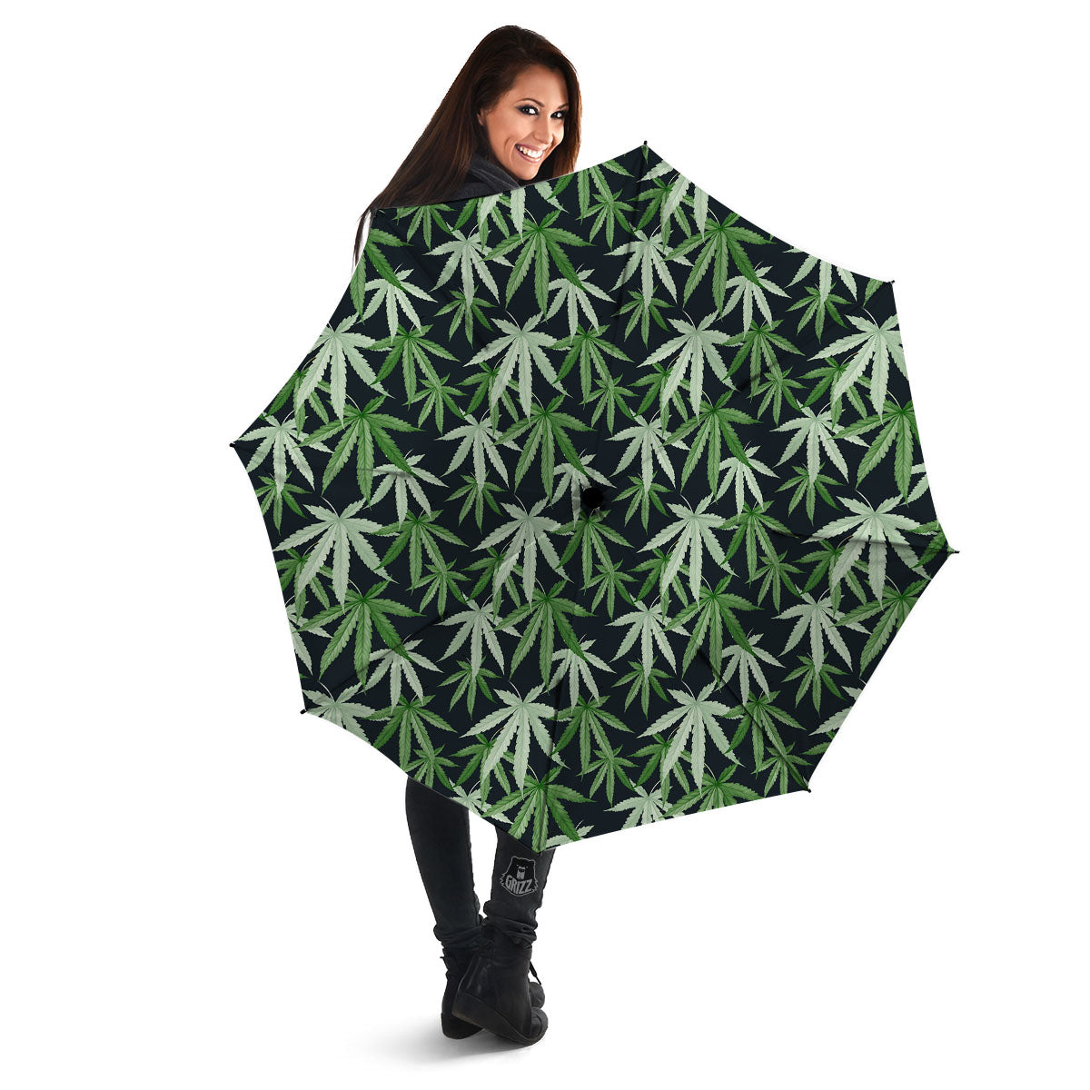 Pot Leaf Green Print Pattern Umbrella-grizzshop