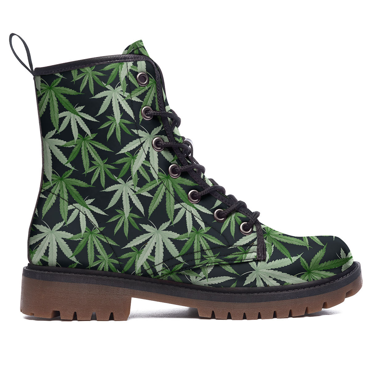 Pot Leaf Green Print Pattern Work Boots-grizzshop