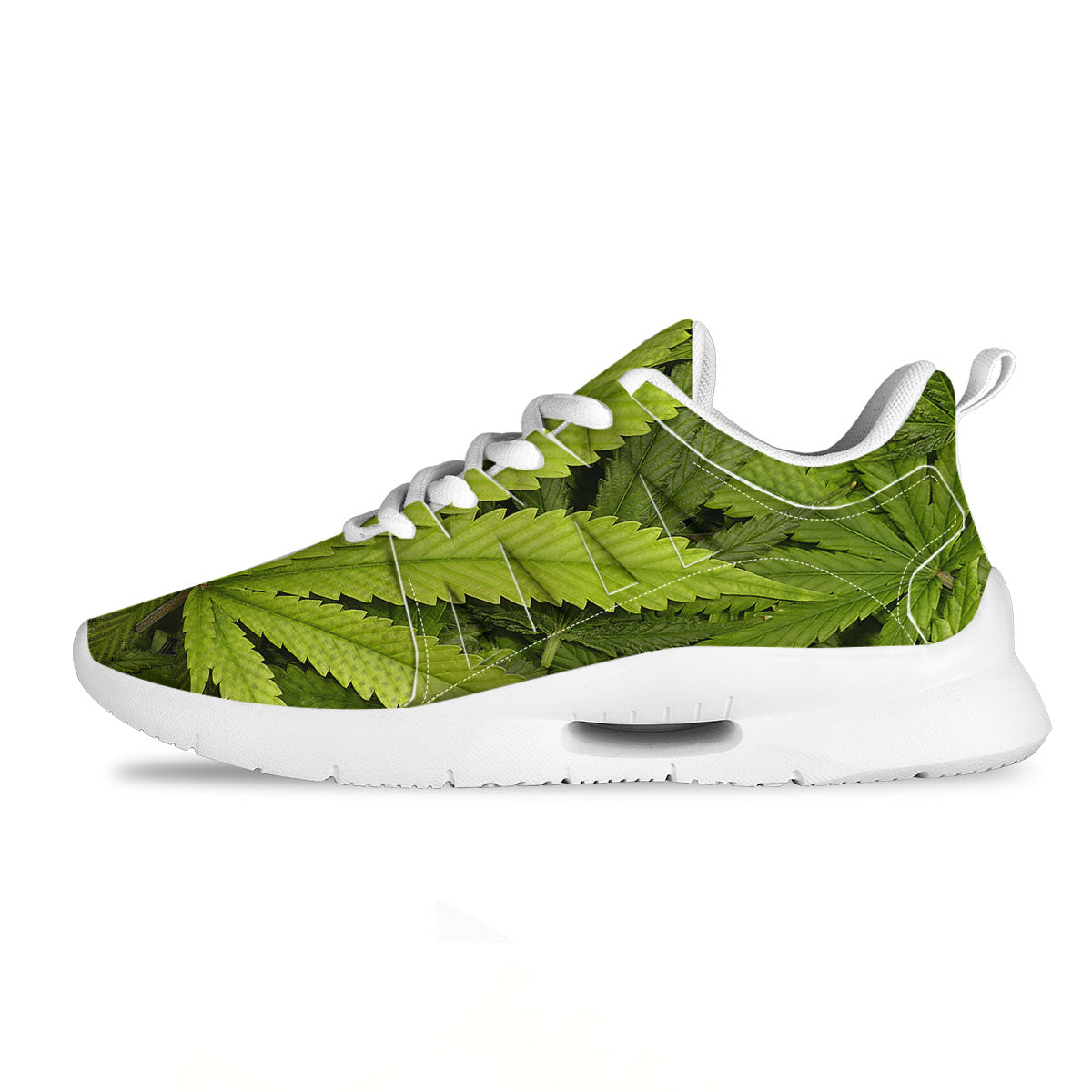 Pot Leaf Green Print Tennis Shoes-grizzshop