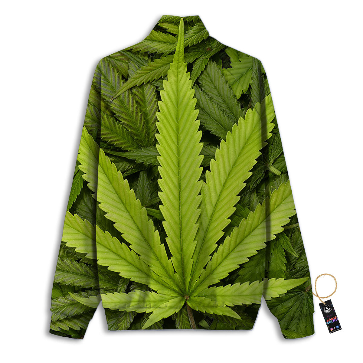 Pot Leaf Green Print Track Jacket-grizzshop