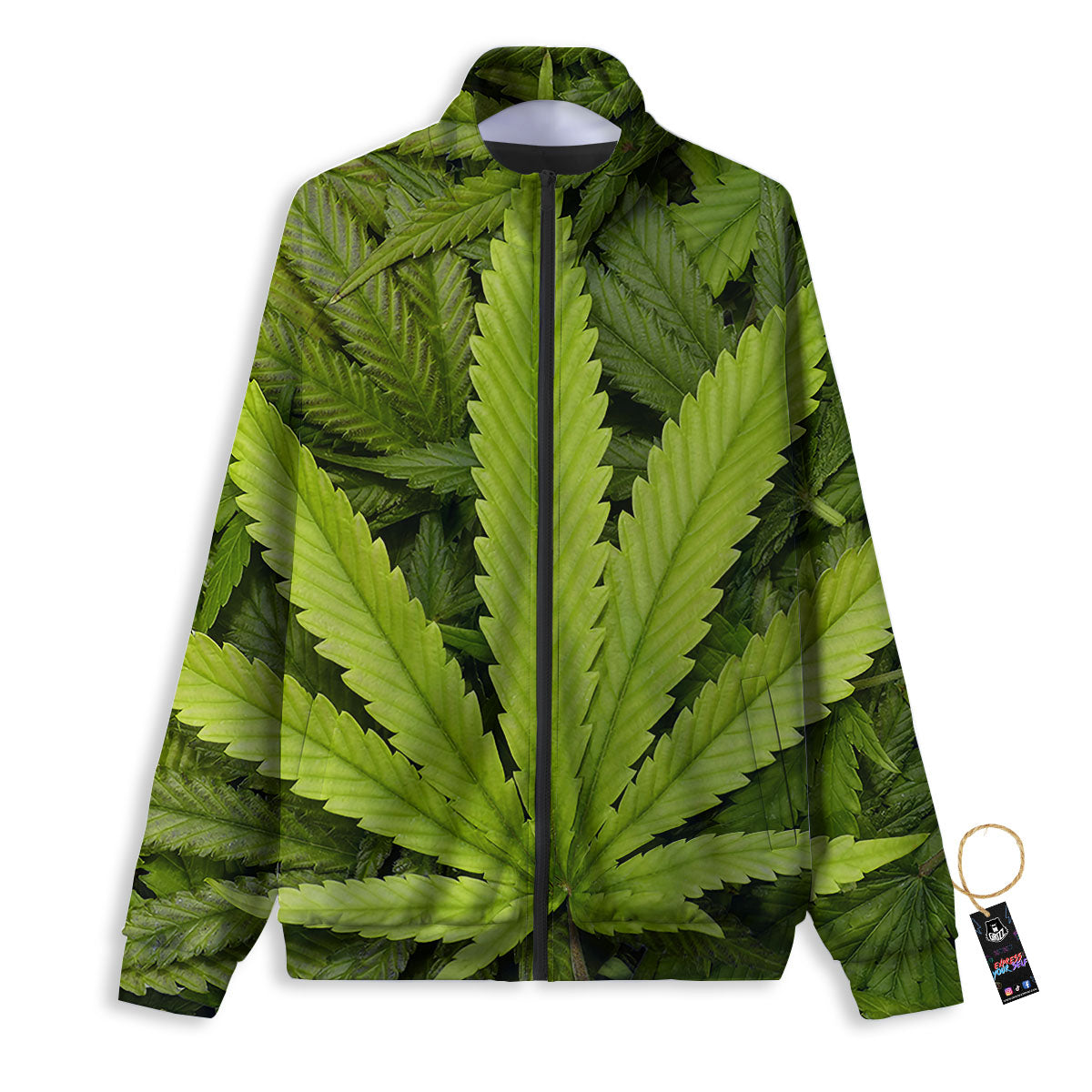 Pot Leaf Green Print Track Jacket-grizzshop