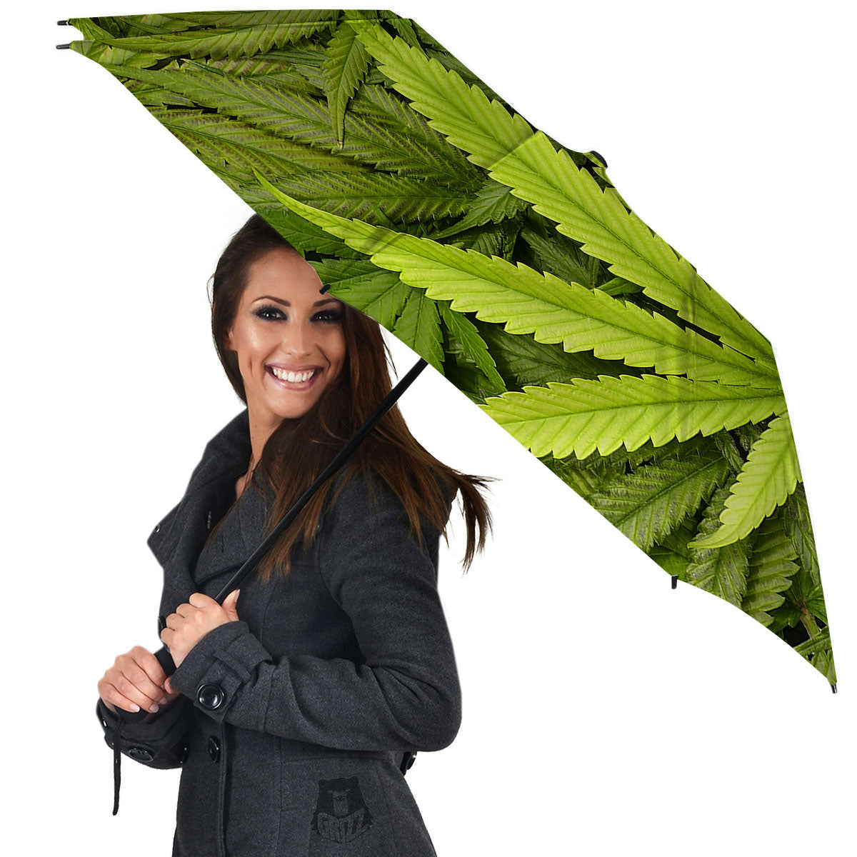 Pot Leaf Green Print Umbrella-grizzshop