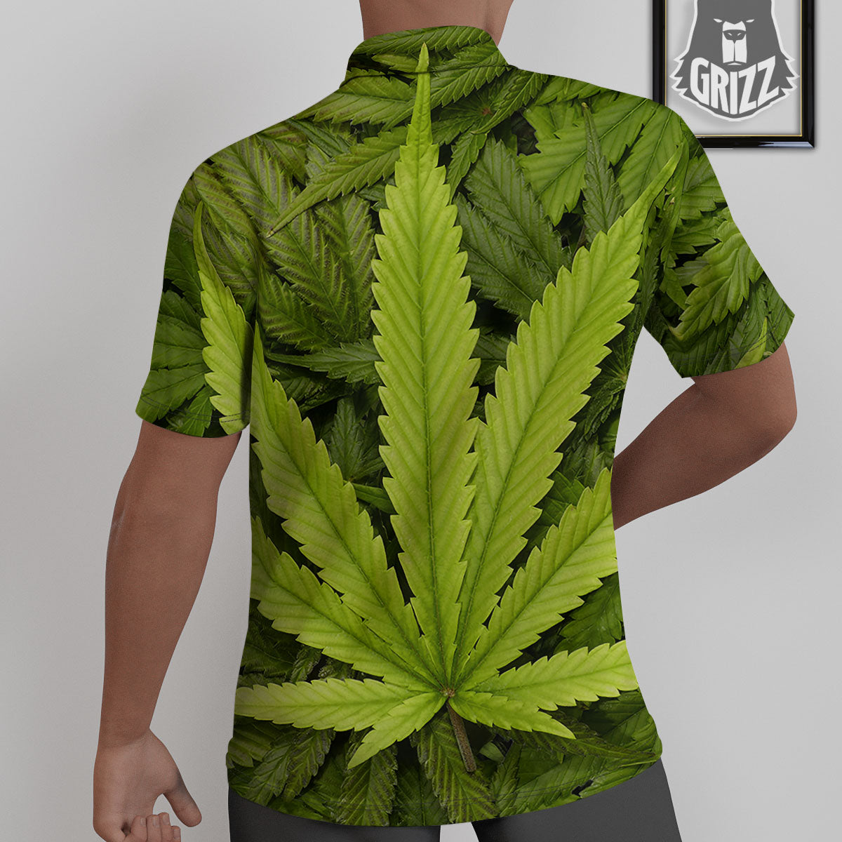 Pot Leaf Green Print Untucked Shirts-grizzshop