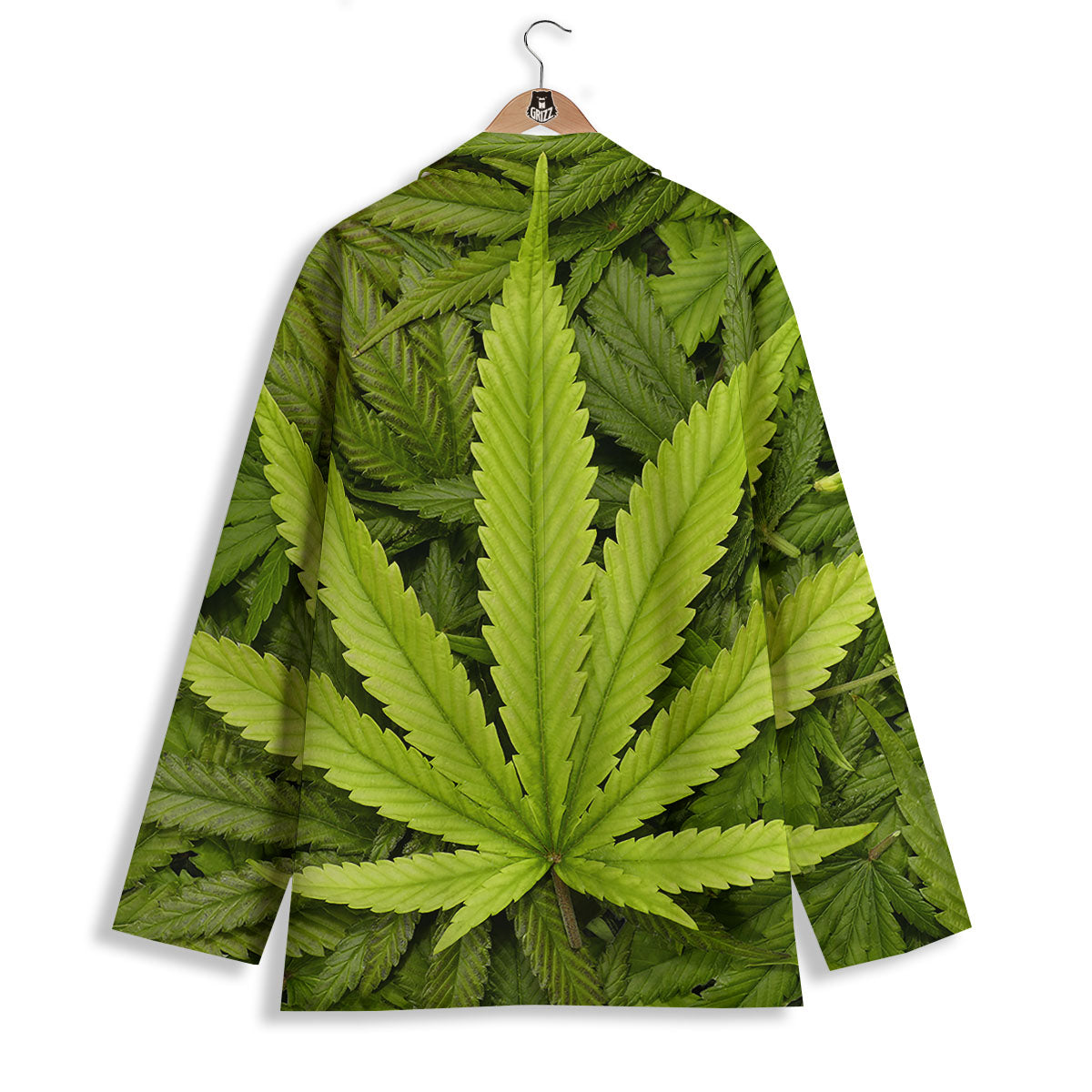 Pot Leaf Green Print Women's Blazer-grizzshop