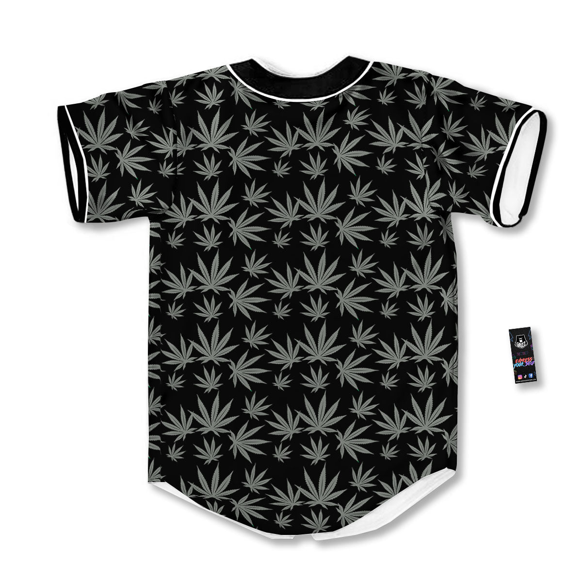 Pot Leaf Grey And Black Print Pattern Baseball Jersey-grizzshop