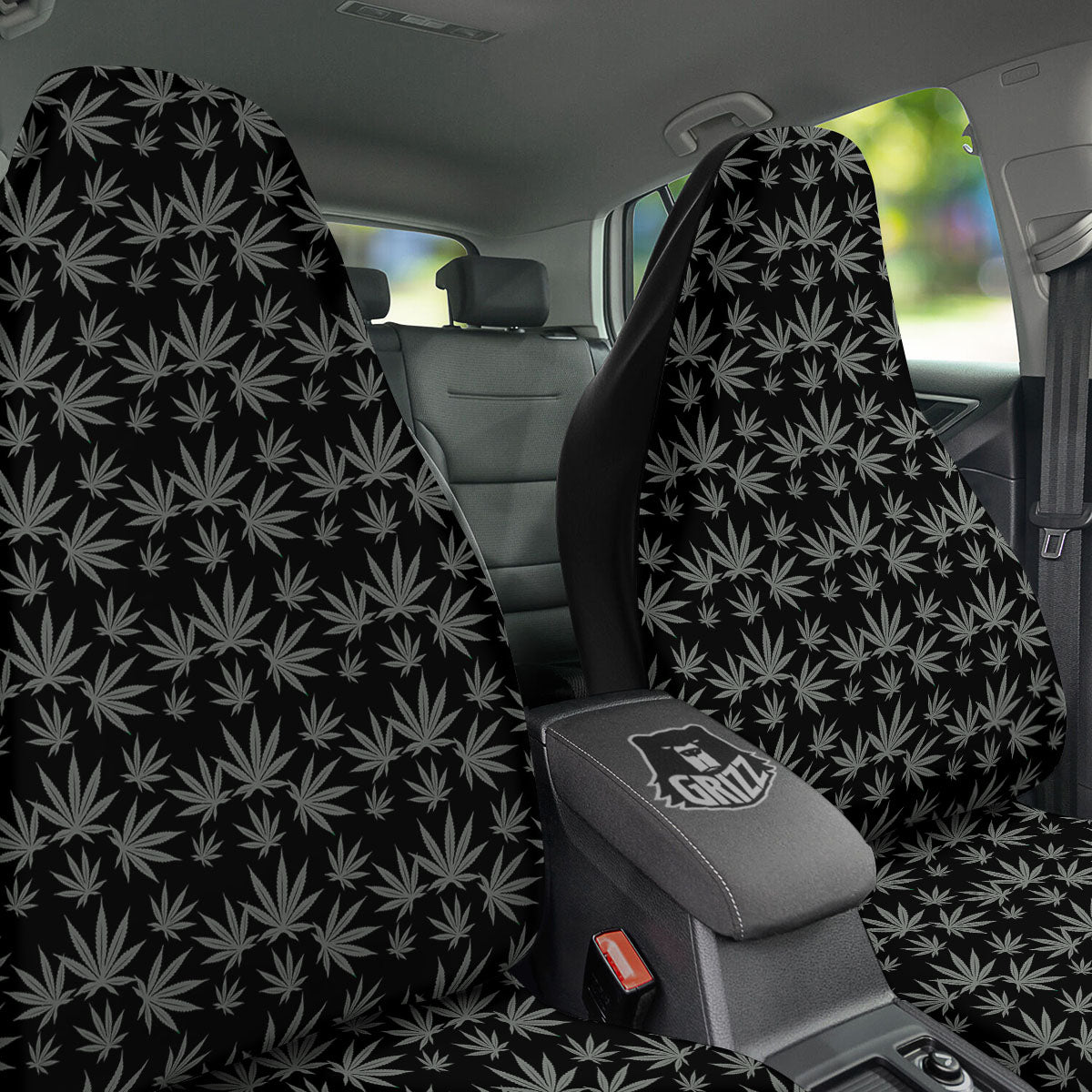 Pot Leaf Grey And Black Print Pattern Car Seat Covers-grizzshop