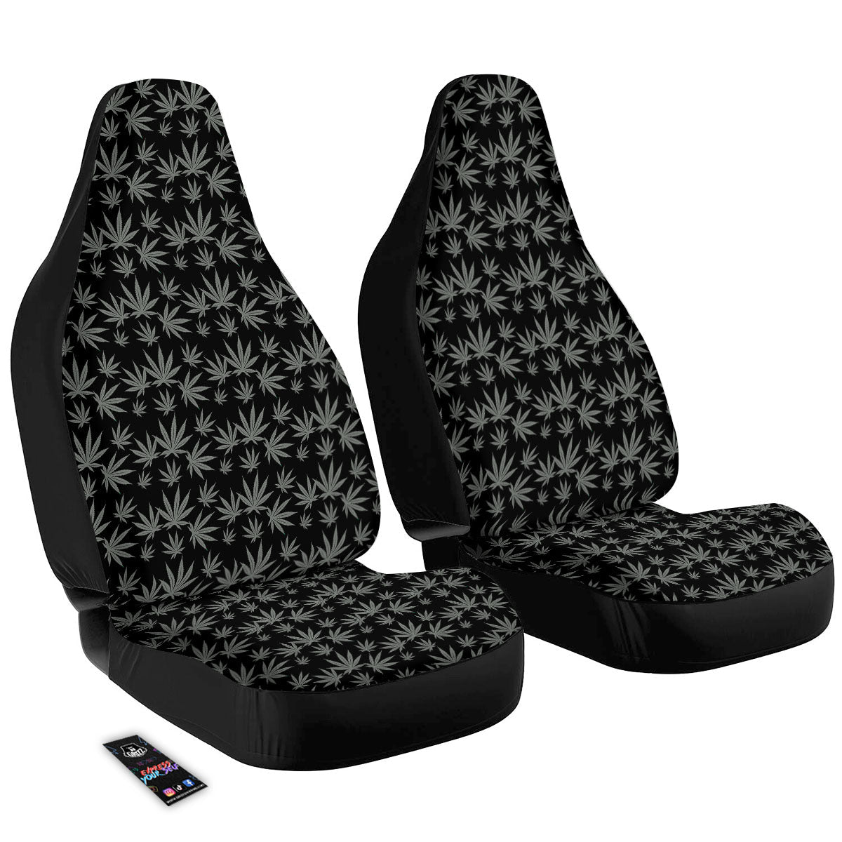 Pot Leaf Grey And Black Print Pattern Car Seat Covers-grizzshop