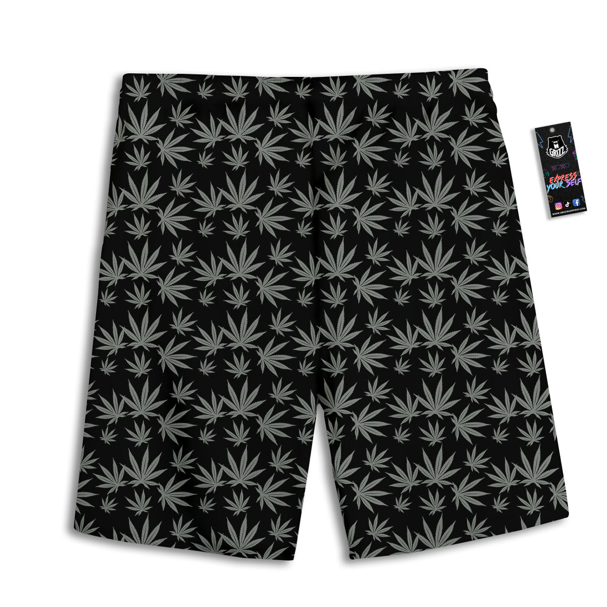 Pot Leaf Grey And Black Print Pattern Men's Athletic Shorts
