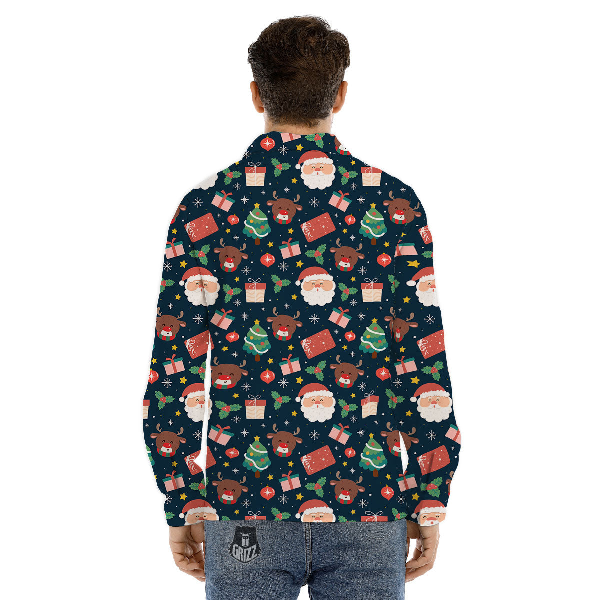 Pot Leaf Grey And Black Print Pattern Men's Dress Shirts-grizzshop