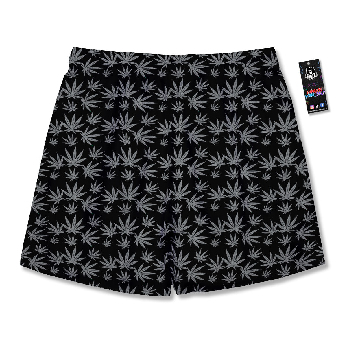 Pot Leaf Grey And Black Print Pattern Men's Running Shorts-grizzshop