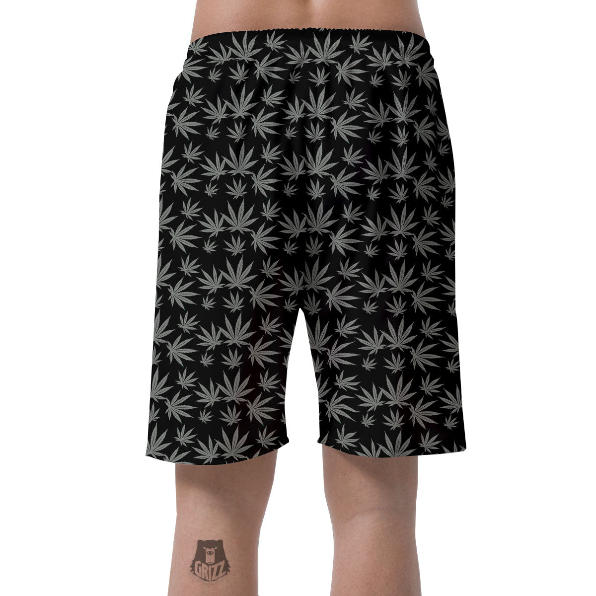 Pot Leaf Grey And Black Print Pattern Men's Shorts-grizzshop