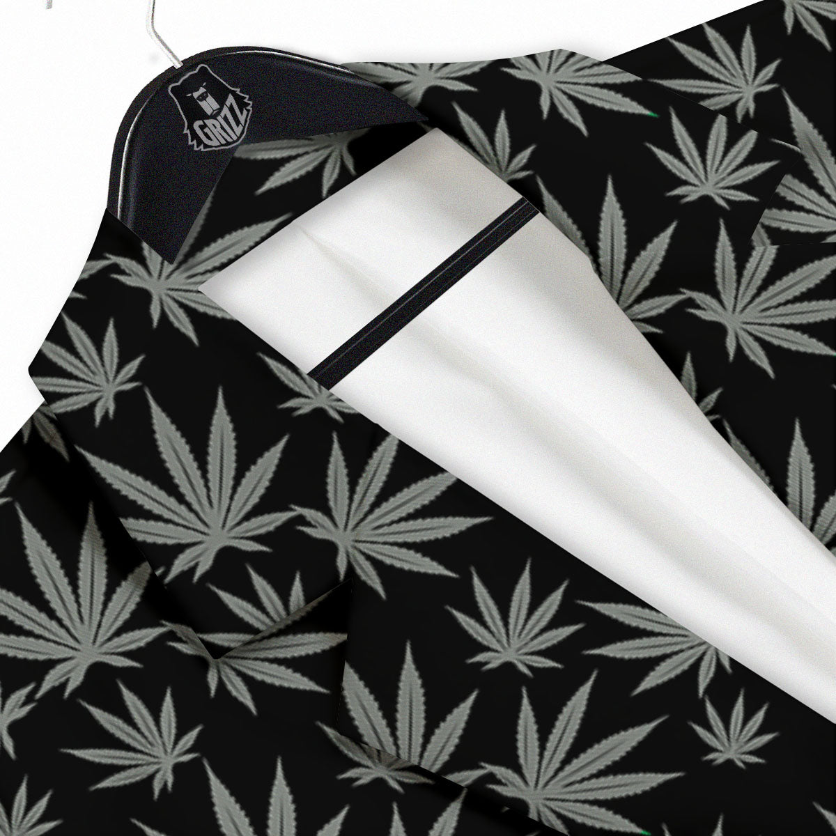 Pot Leaf Grey And Black Print Pattern Men's Sport Coat-grizzshop