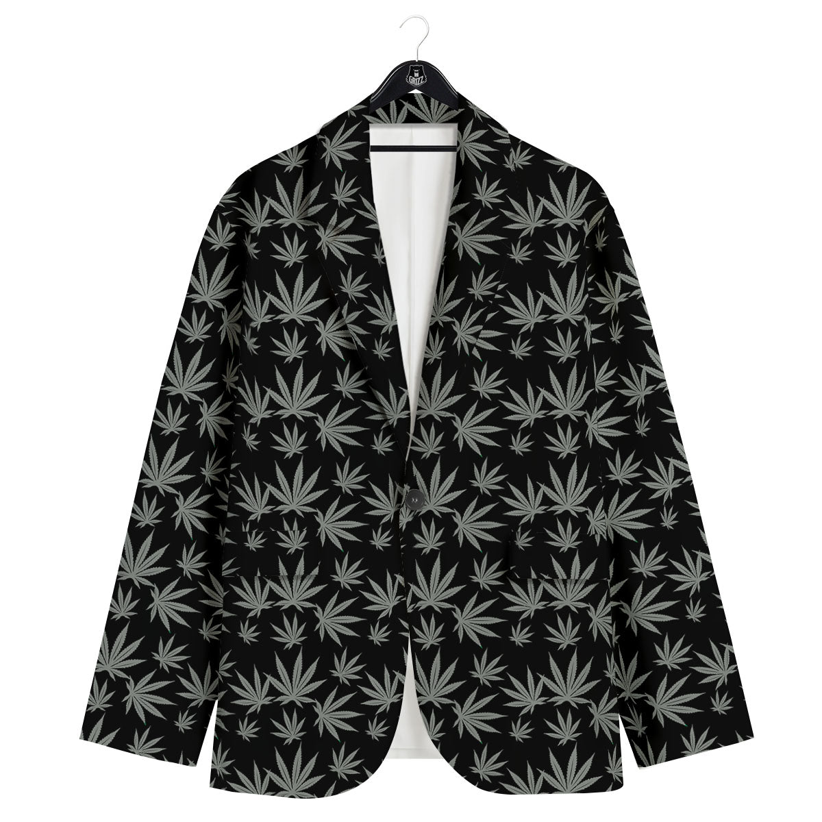 Pot Leaf Grey And Black Print Pattern Men's Sport Coat-grizzshop
