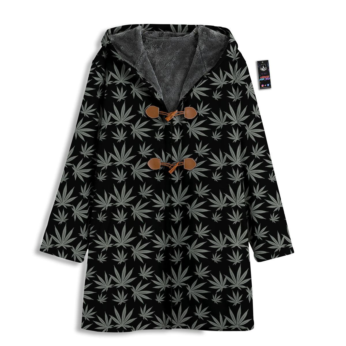 Pot Leaf Grey And Black Print Pattern Men's Windbreaker Jacket-grizzshop