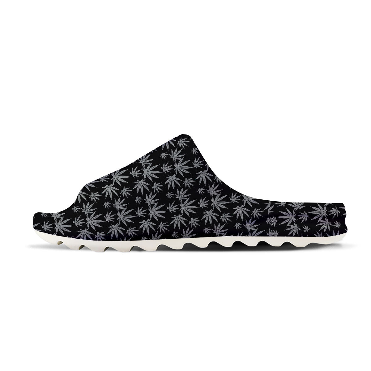 Pot Leaf Grey And Black Print Pattern Sandals-grizzshop