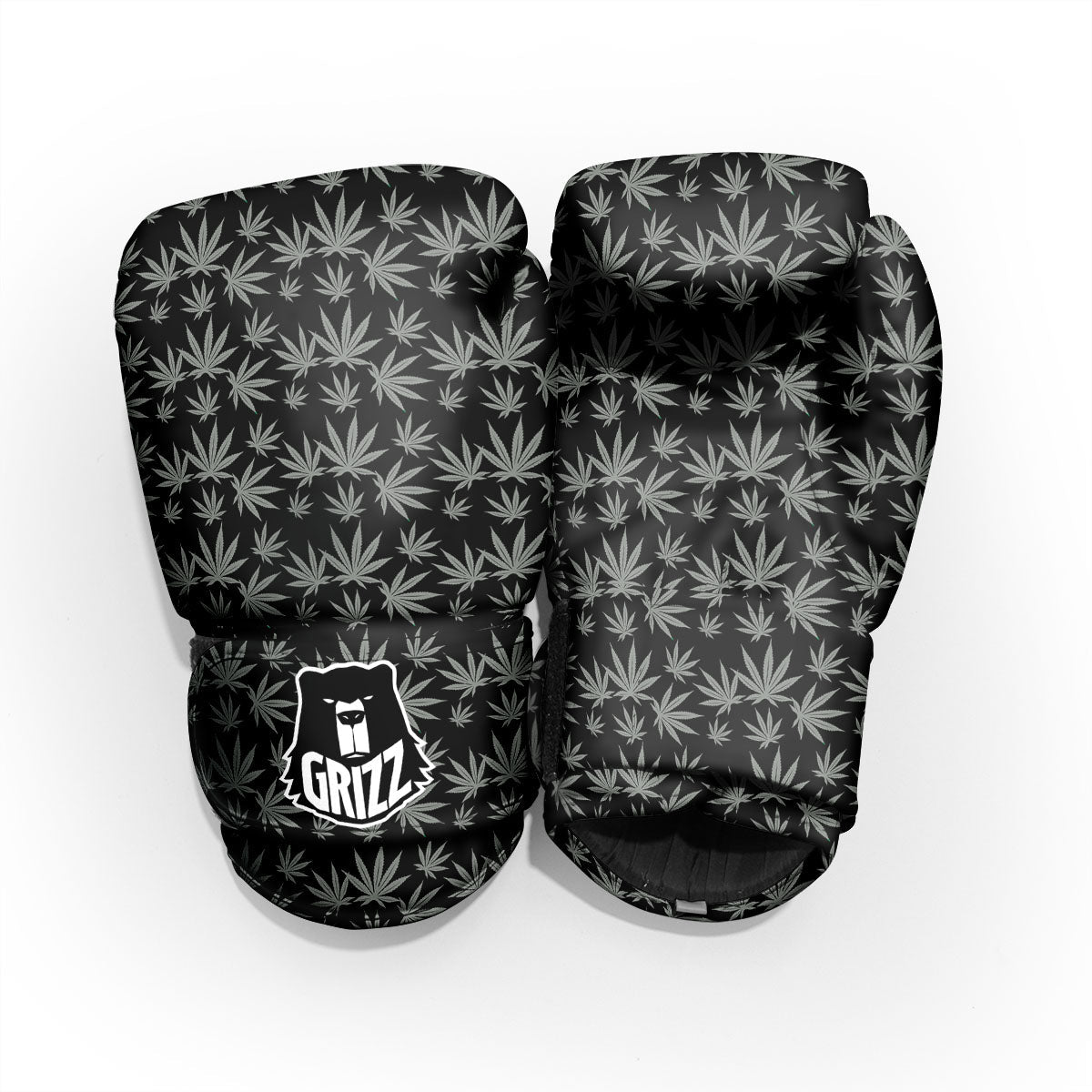 Pot Leaf Grey And Black Print Pattern Pro Boxing Glove