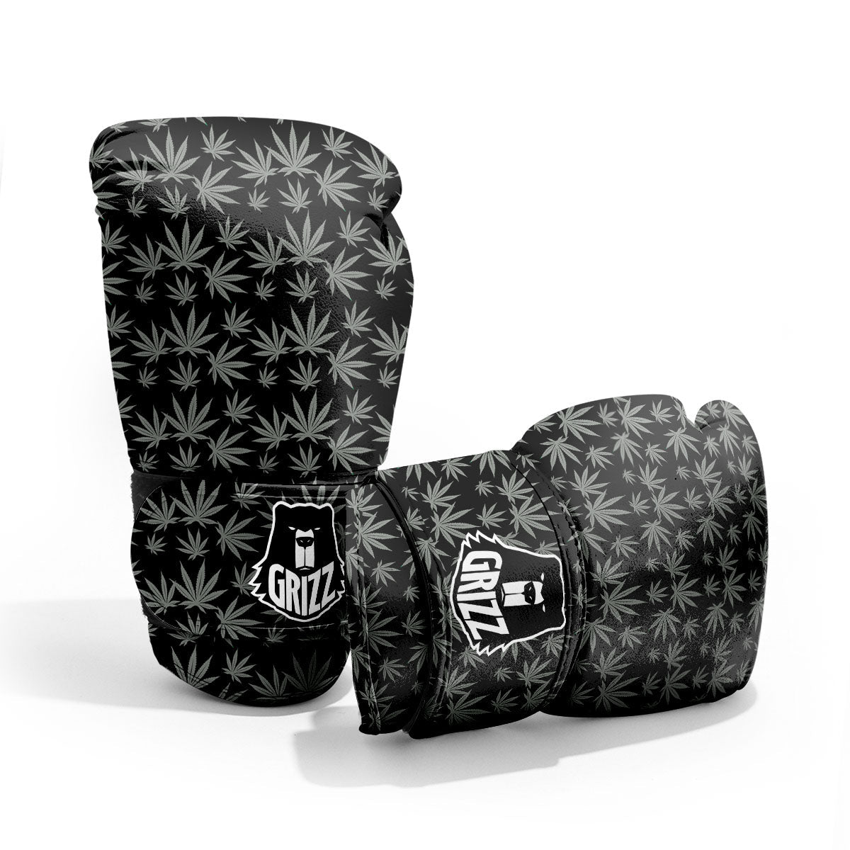 Pot Leaf Grey And Black Print Pattern Pro Boxing Glove
