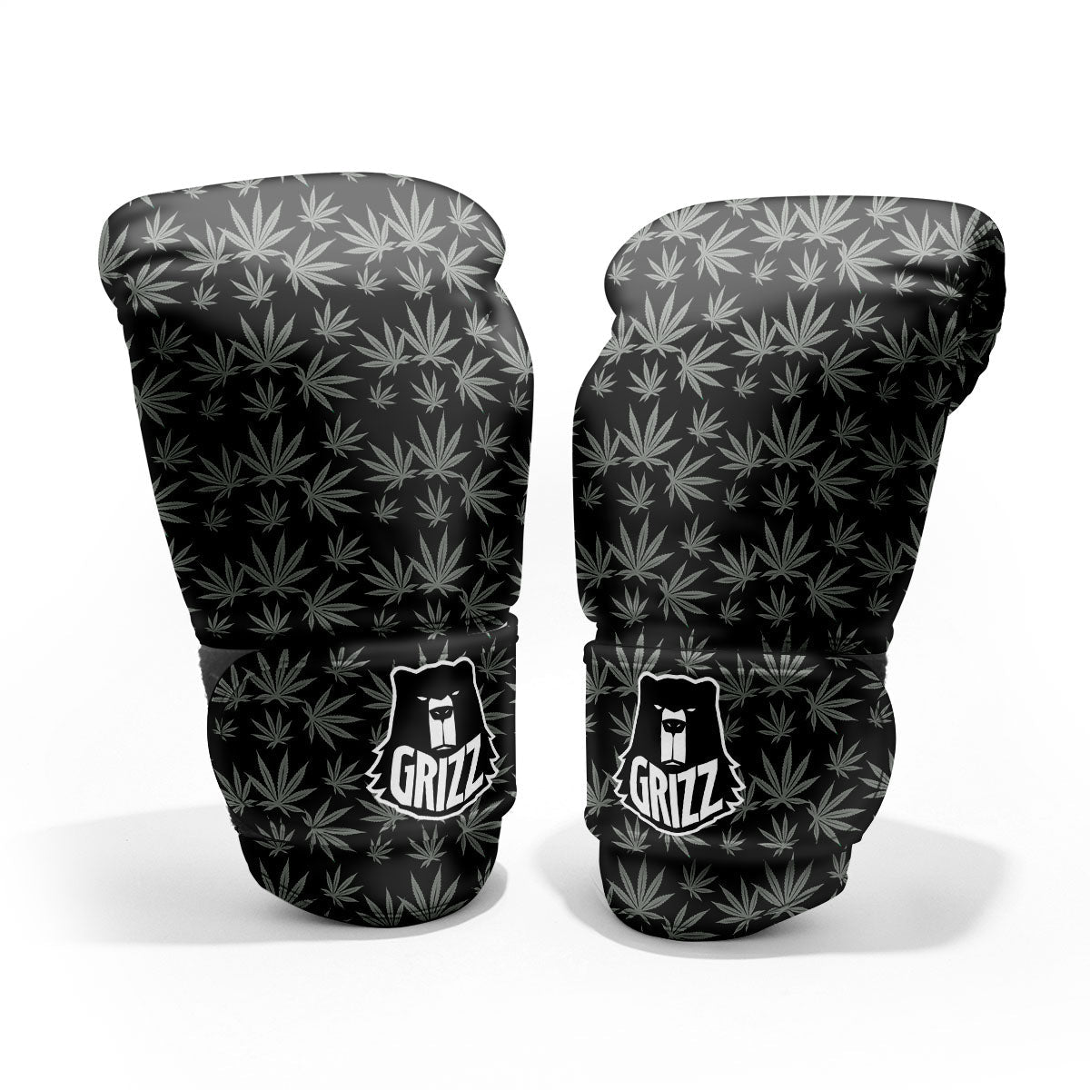 Pot Leaf Grey And Black Print Pattern Pro Boxing Glove