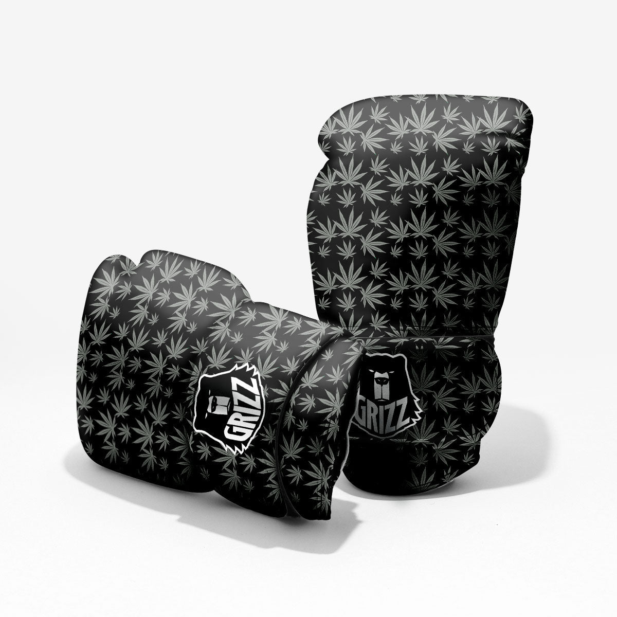 Pot Leaf Grey And Black Print Pattern Pro Boxing Glove
