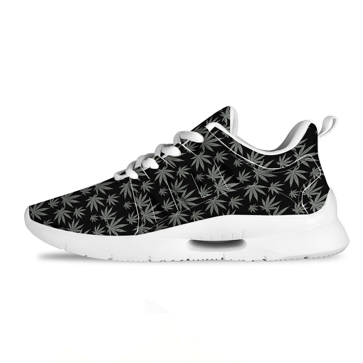 Pot Leaf Grey And Black Print Pattern Tennis Shoes-grizzshop