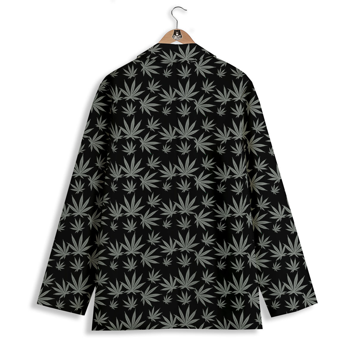 Pot Leaf Grey And Black Print Pattern Women's Blazer-grizzshop