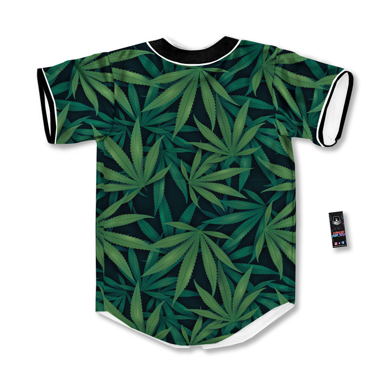 Pot Leaf Print Pattern Baseball Jersey-grizzshop