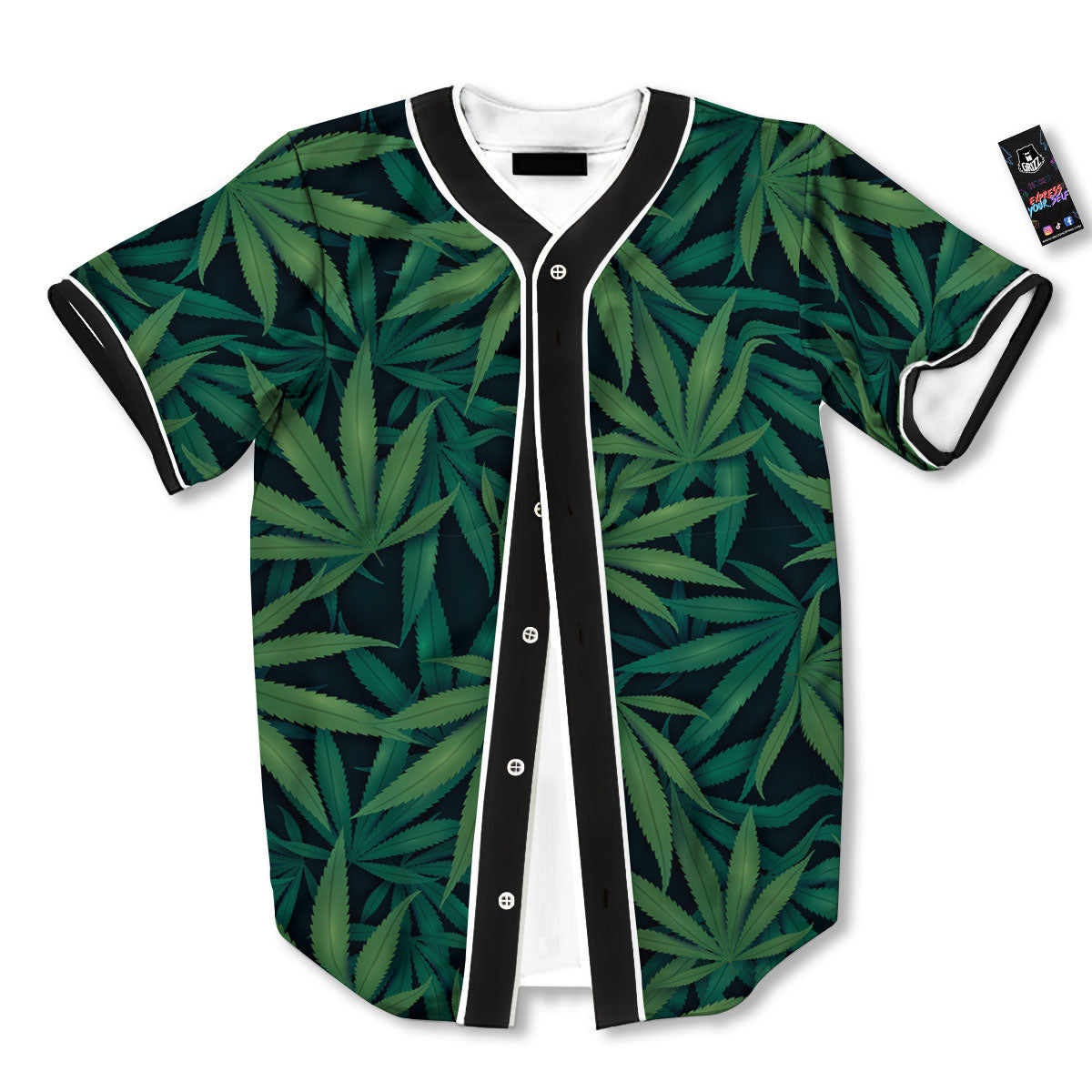 Pot Leaf Print Pattern Baseball Jersey-grizzshop