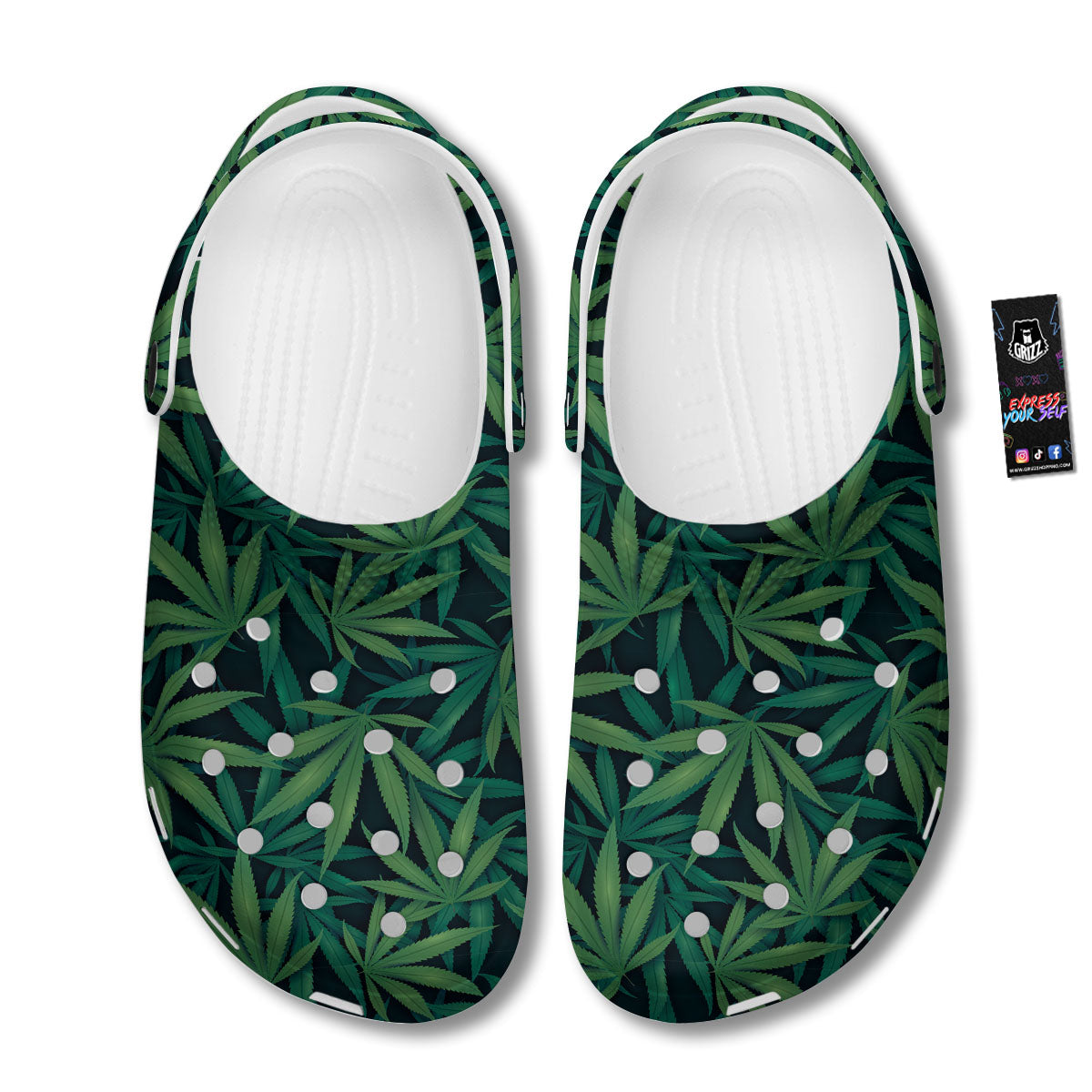 Pot Leaf Print Pattern Clog-grizzshop