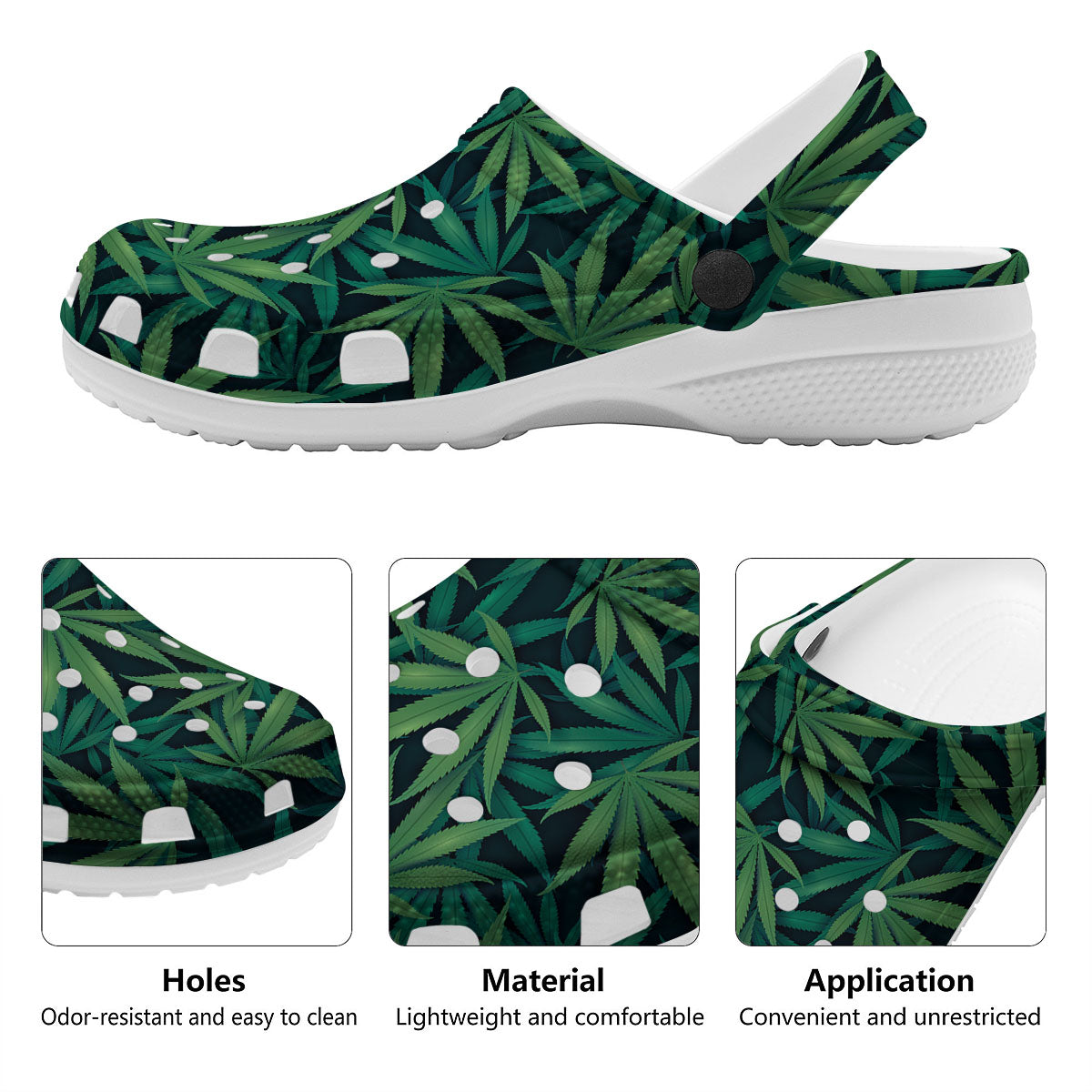 Pot Leaf Print Pattern Clog-grizzshop