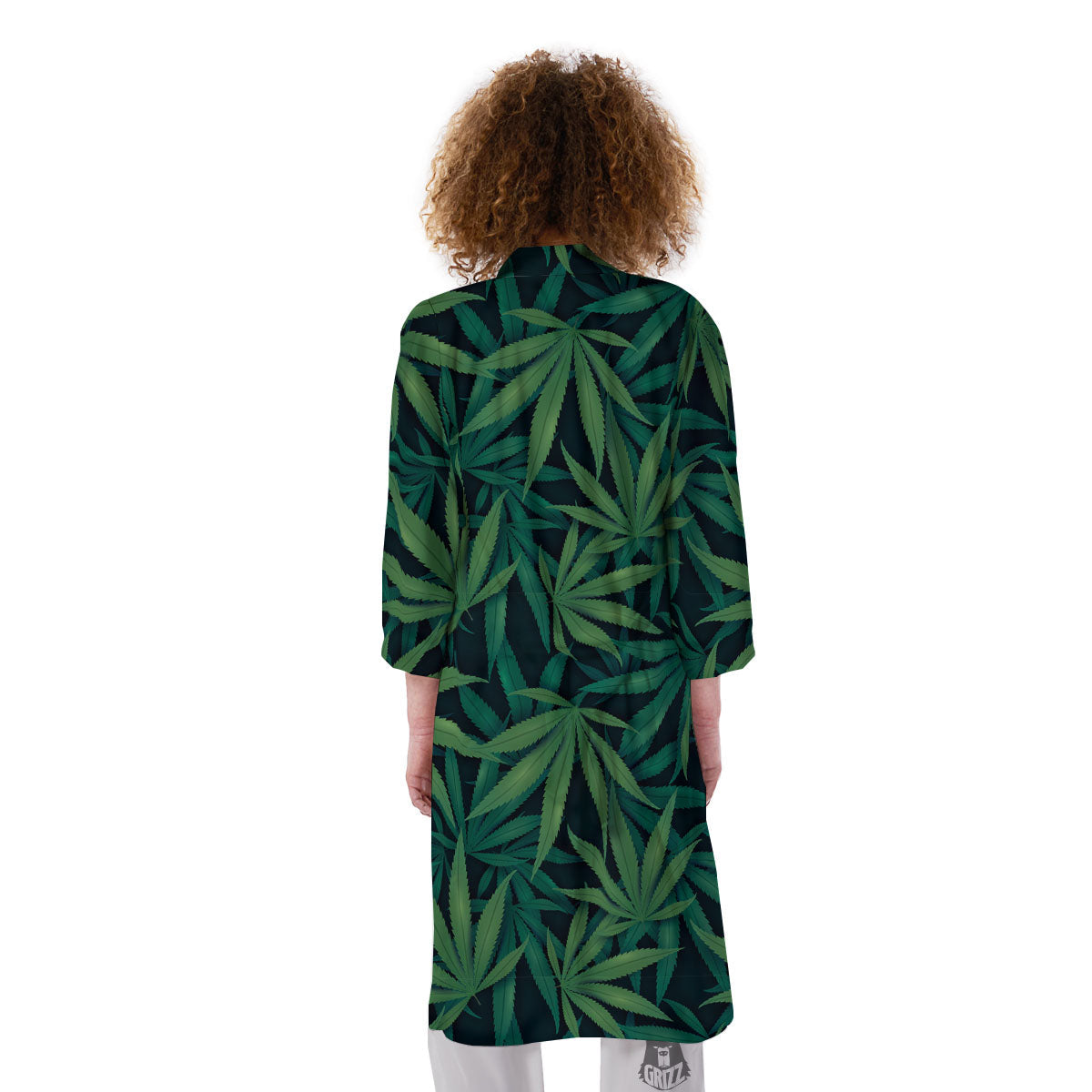 Pot Leaf Print Pattern Kimono-grizzshop