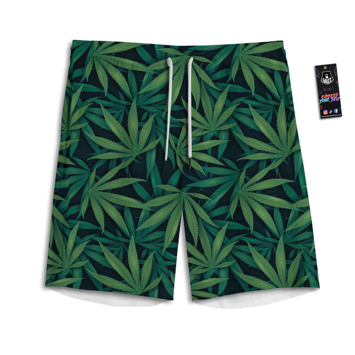 Pot Leaf Print Pattern Men's Athletic Shorts