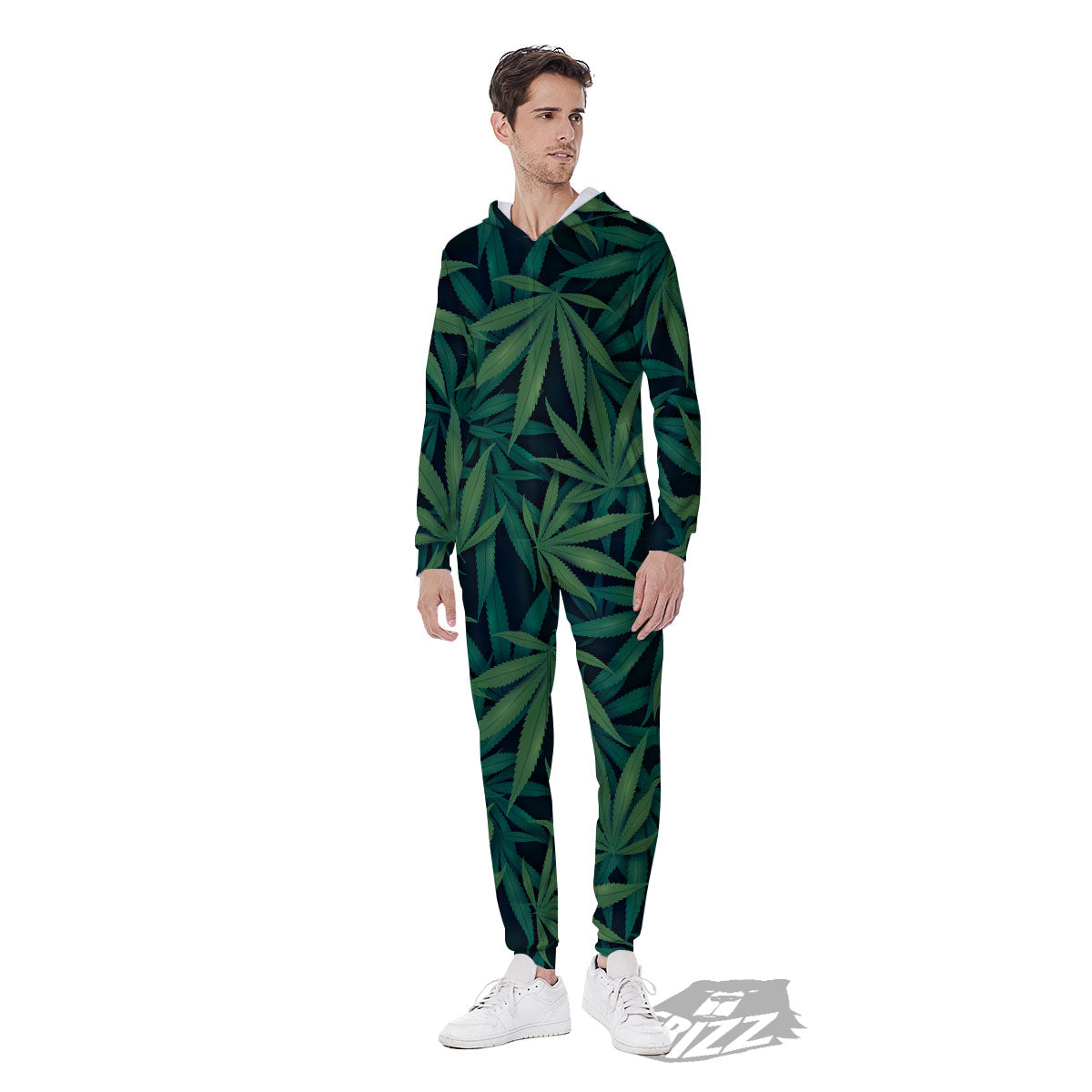 Pot Leaf Print Pattern Men's Jumpsuit-grizzshop