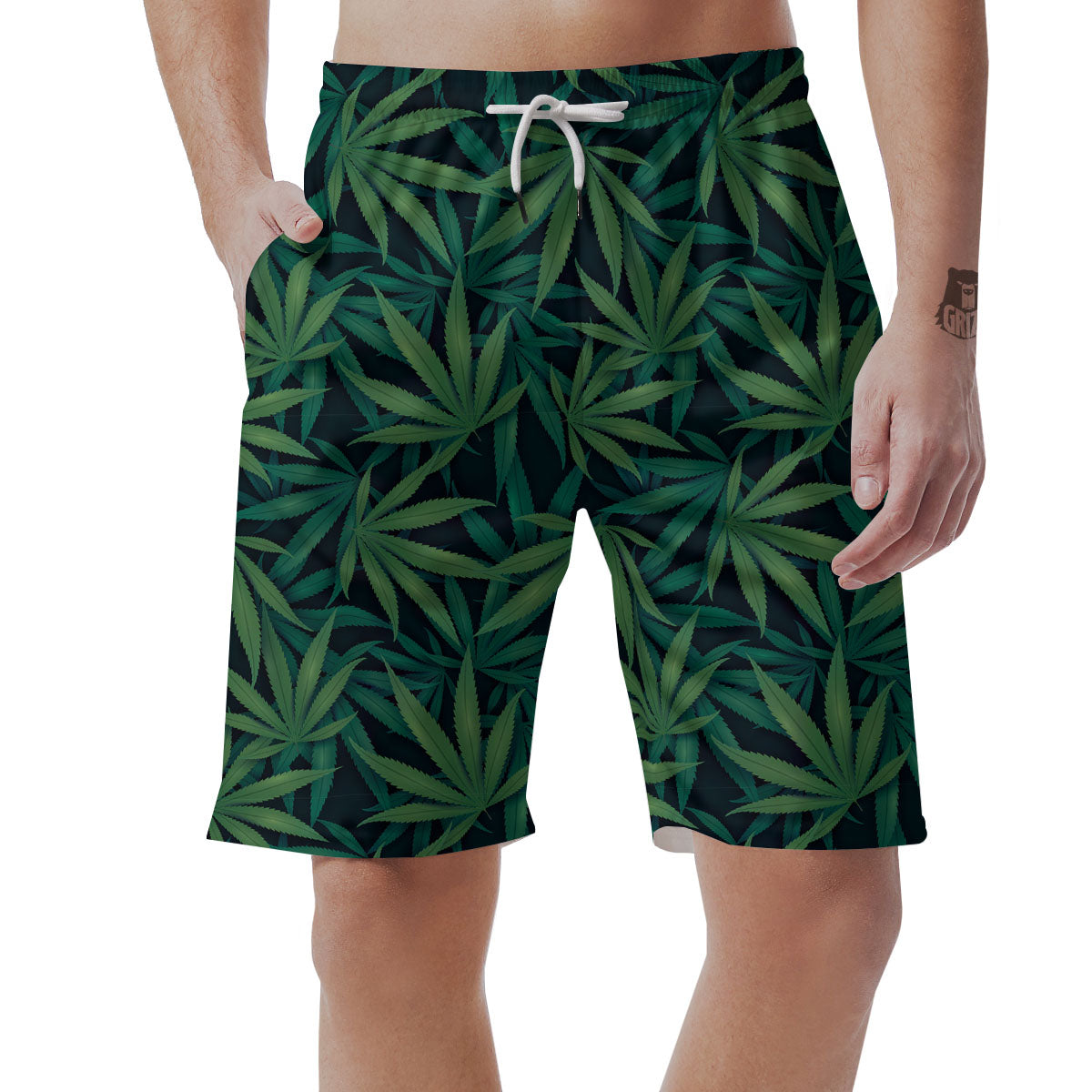 Pot Leaf Print Pattern Men's Shorts-grizzshop
