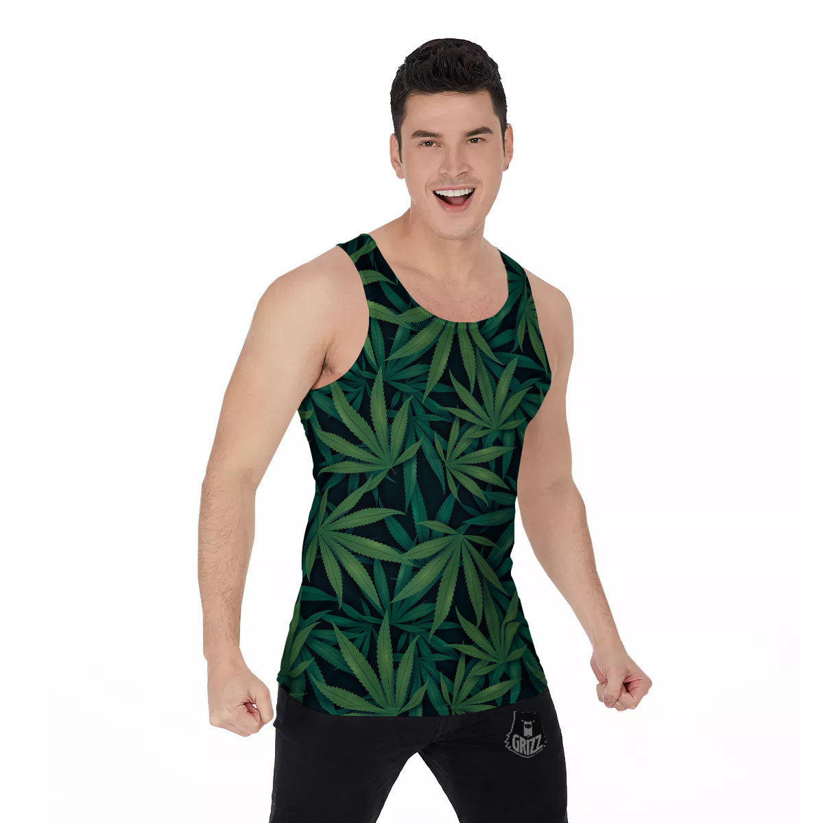 Pot Leaf Print Pattern Men's Tank Top-grizzshop