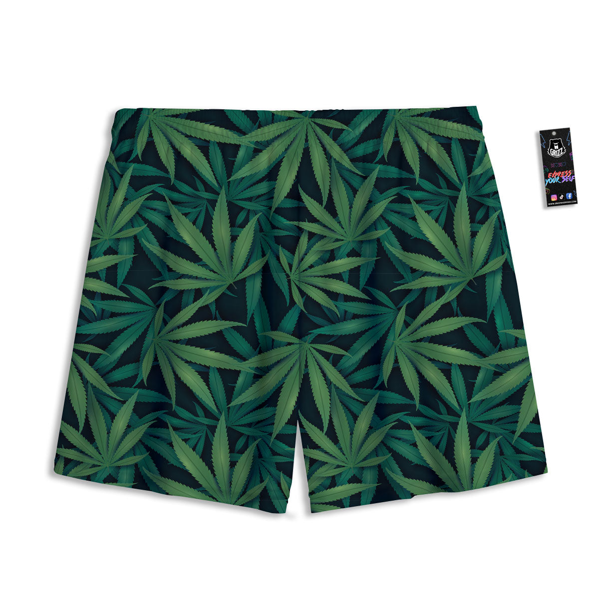 Pot Leaf Print Pattern Mesh Shorts
