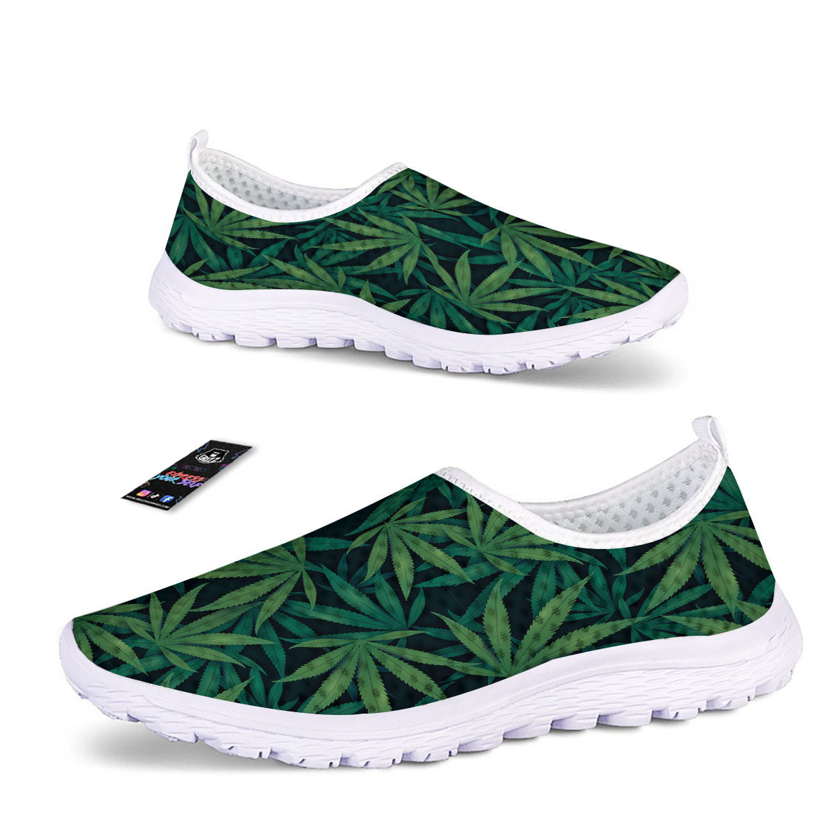 Pot Leaf Print Pattern Nurse Shoes-grizzshop