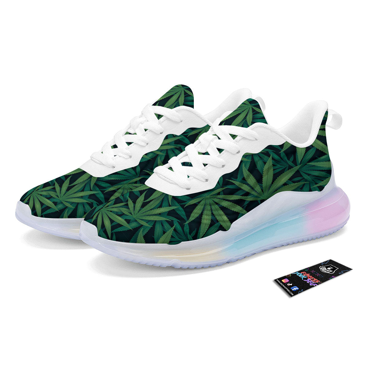 Pot Leaf Print Pattern Running Sneakers-grizzshop