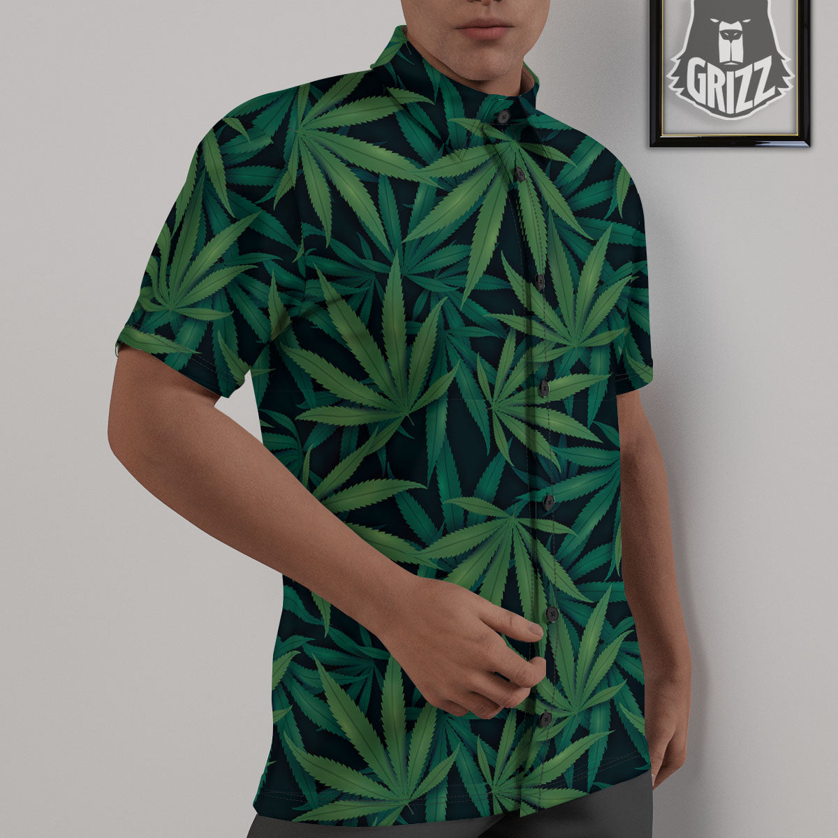 Pot Leaf Print Pattern Untucked Shirts-grizzshop
