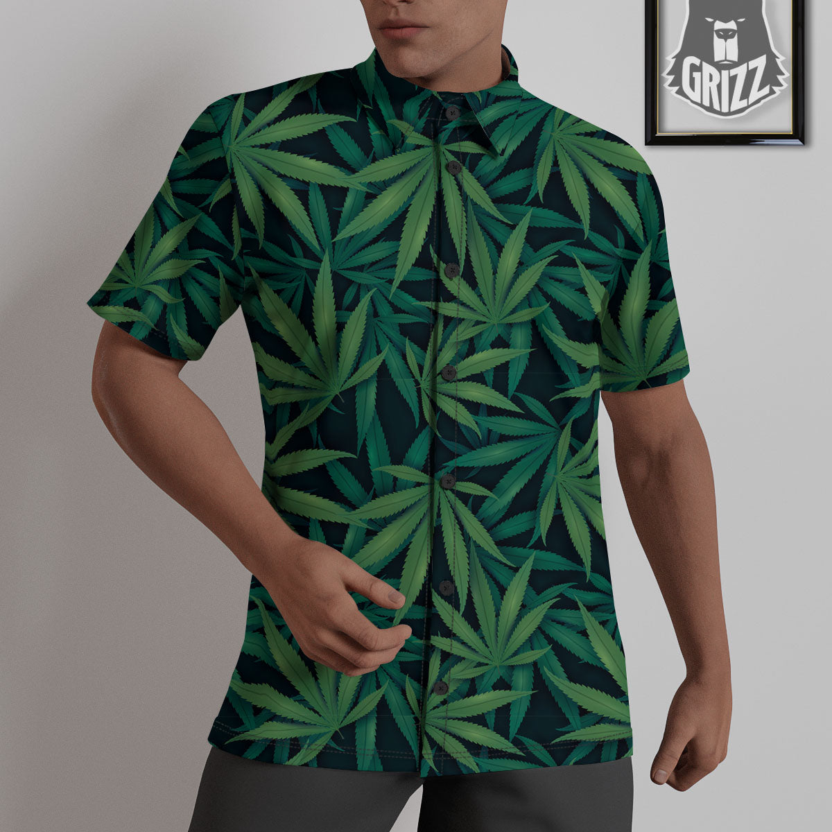 Pot Leaf Print Pattern Untucked Shirts-grizzshop