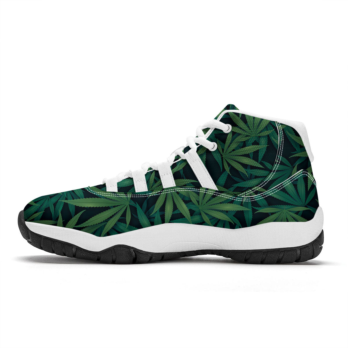 Pot Leaf Print Pattern White Bball Shoes-grizzshop
