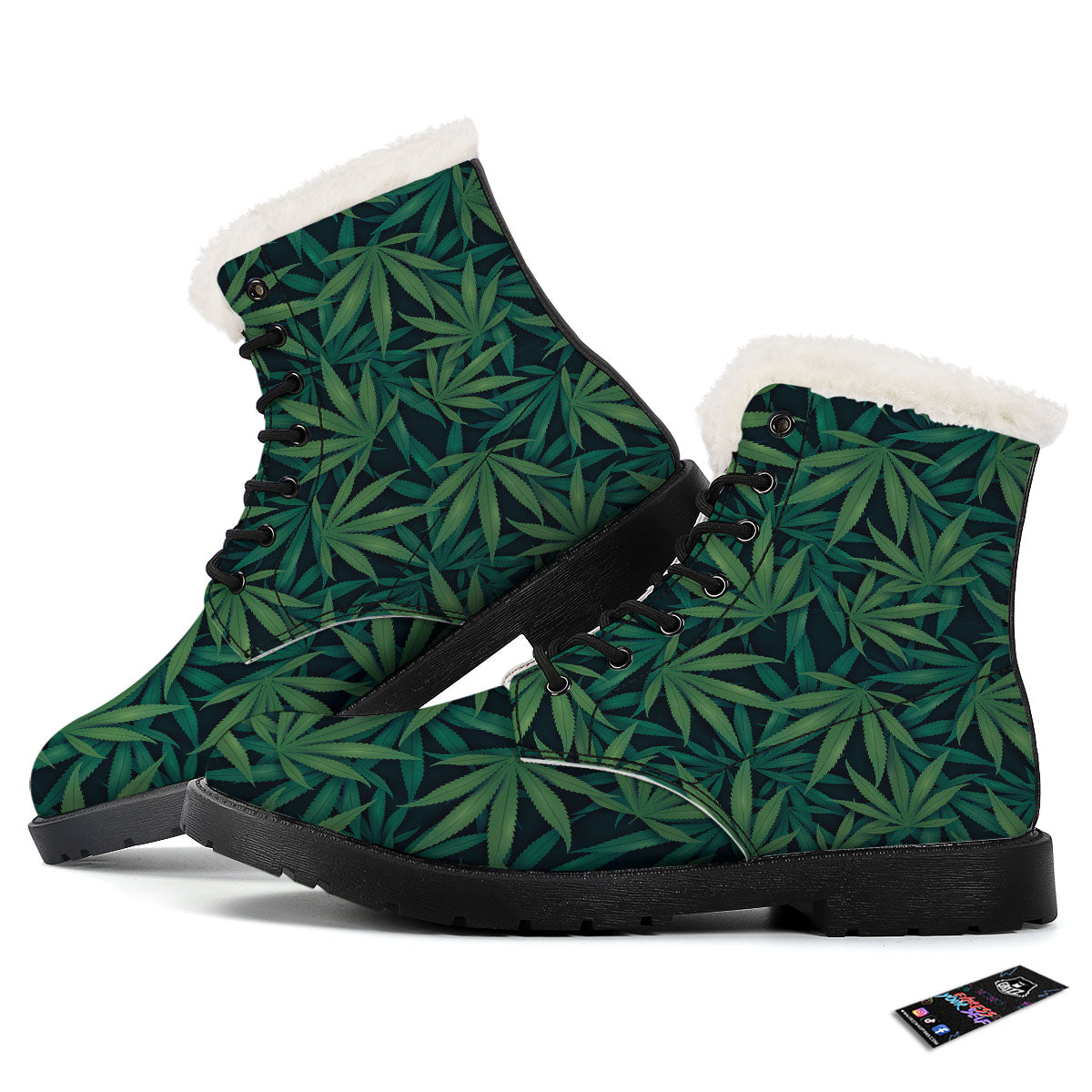 Pot Leaf Print Pattern Winter Boots-grizzshop
