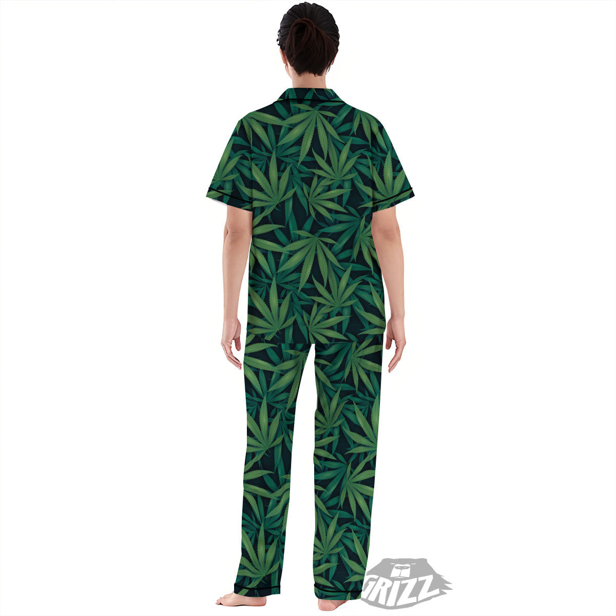 Pot Leaf Print Pattern Women's Pajamas Set-grizzshop