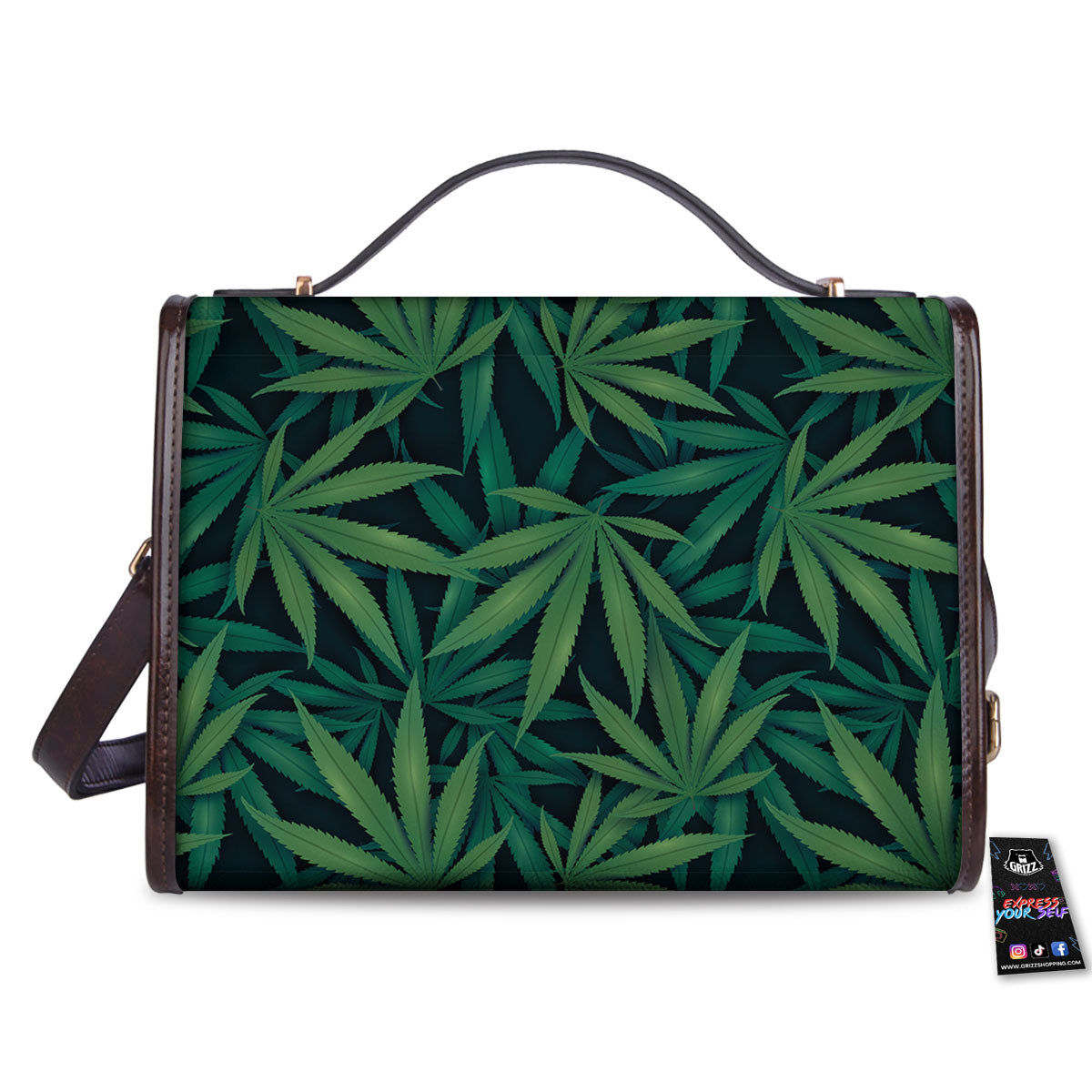 Pot Leaf Print Pattern Women's Satchel Bag-grizzshop