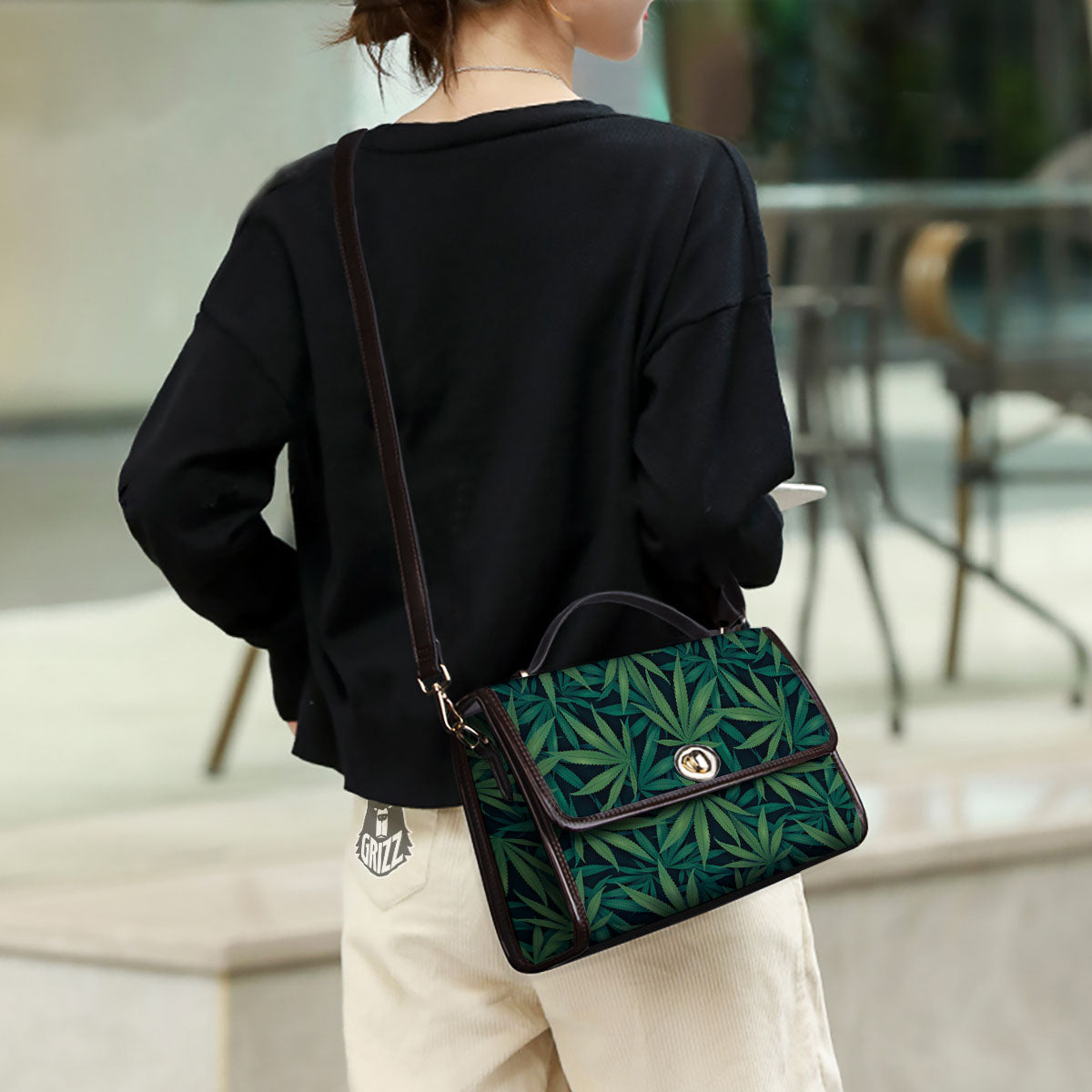Pot Leaf Print Pattern Women's Satchel Bag-grizzshop