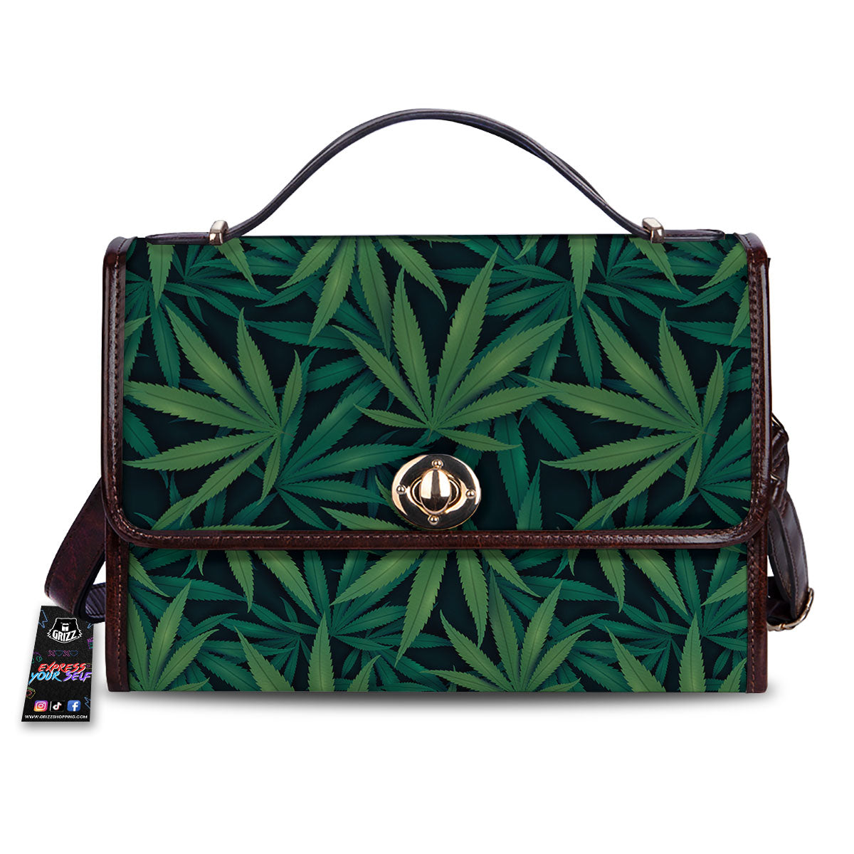 Pot Leaf Print Pattern Women's Satchel Bag-grizzshop