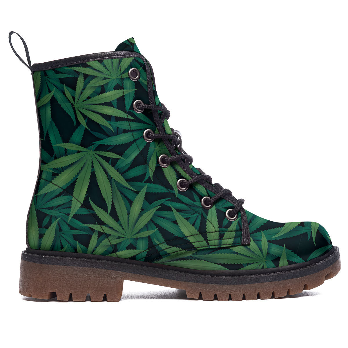 Pot Leaf Print Pattern Work Boots-grizzshop