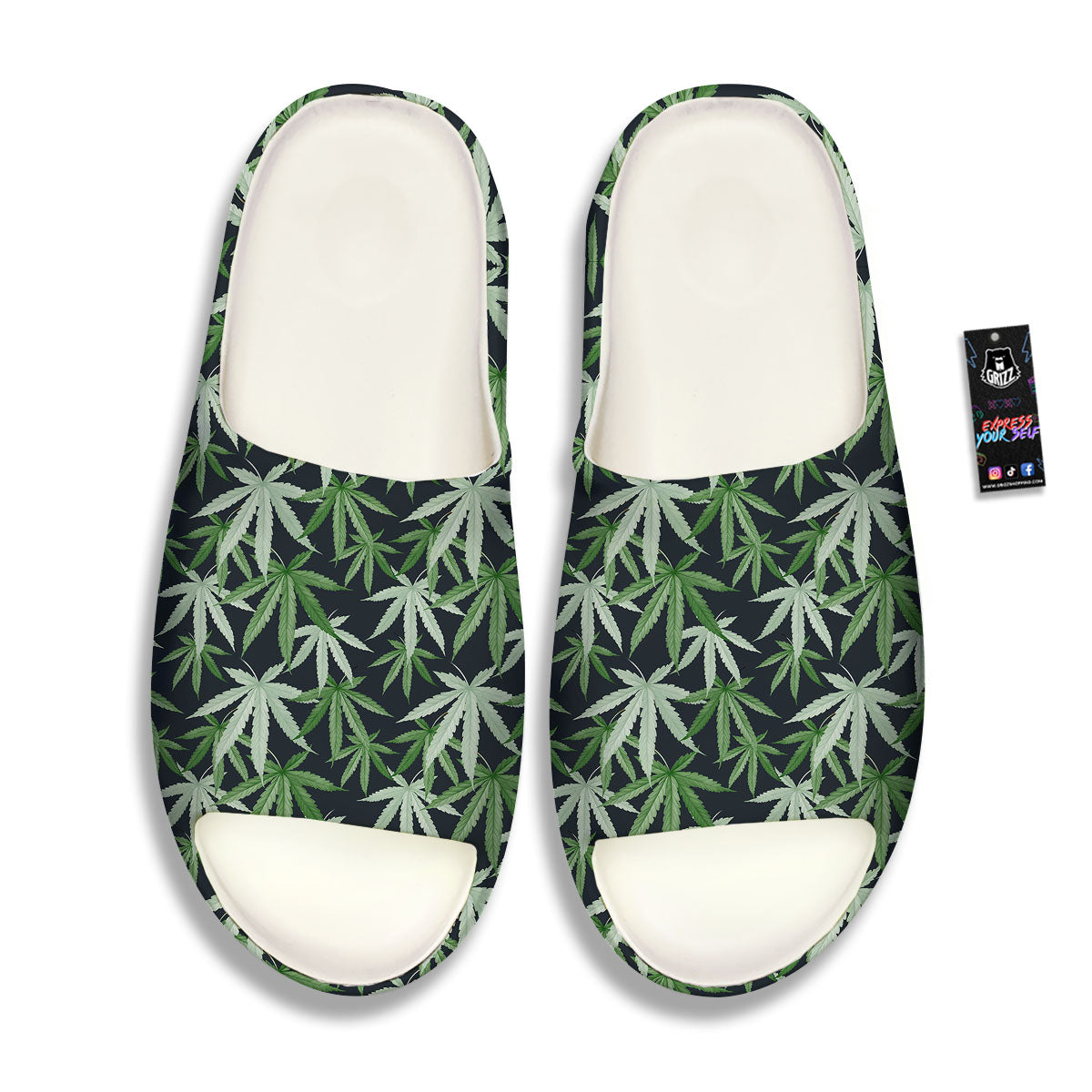 Pot Leaf Green Print Pattern Sandals-grizzshop